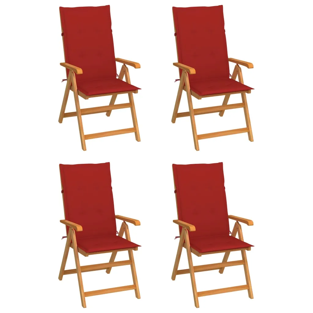 1/2/4/8x Solid Teak Wood Reclining Chairs with Cushions Multi Colors
