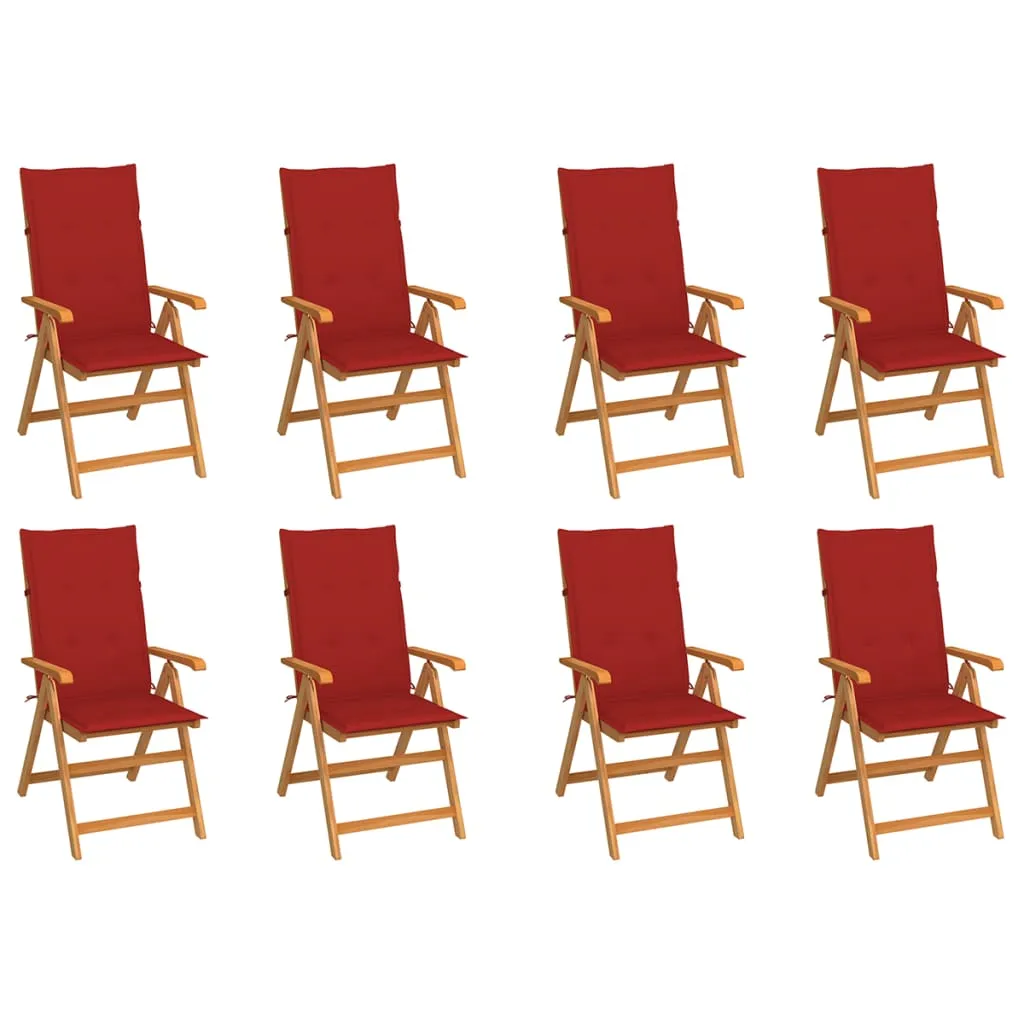 1/2/4/8x Solid Teak Wood Reclining Chairs with Cushions Multi Colors