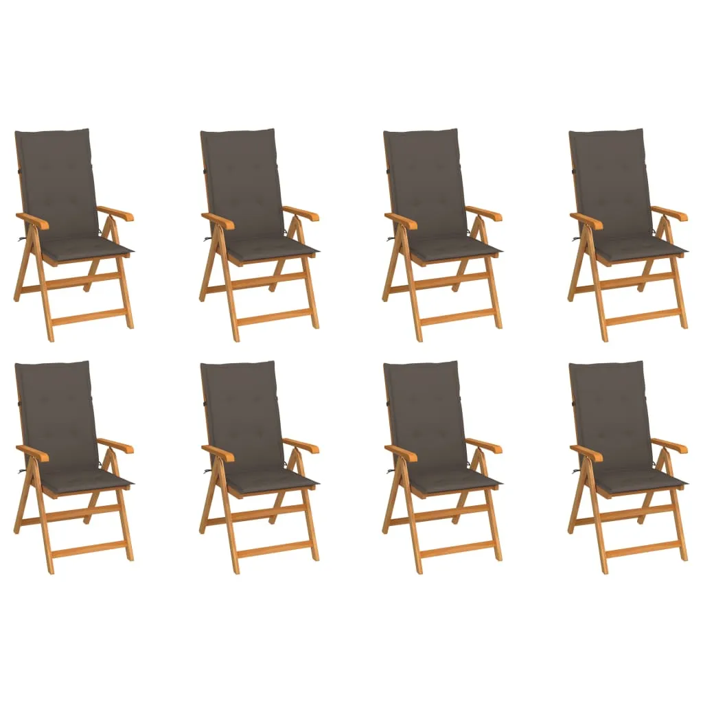 1/2/4/8x Solid Teak Wood Reclining Chairs with Cushions Multi Colors