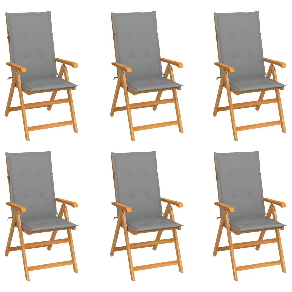 1/2/4/8x Solid Teak Wood Reclining Chairs with Cushions Multi Colors