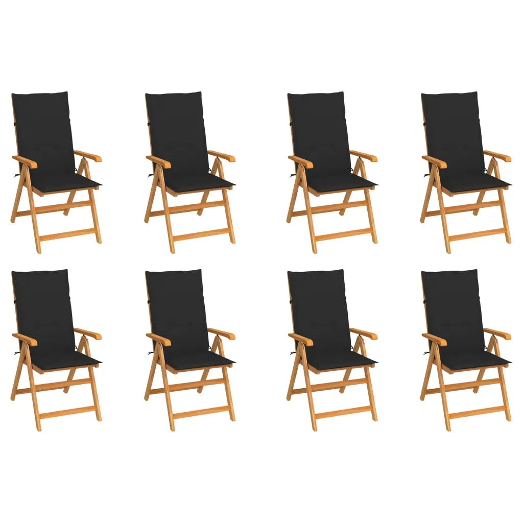 1/2/4/8x Solid Teak Wood Reclining Chairs with Cushions Multi Colors