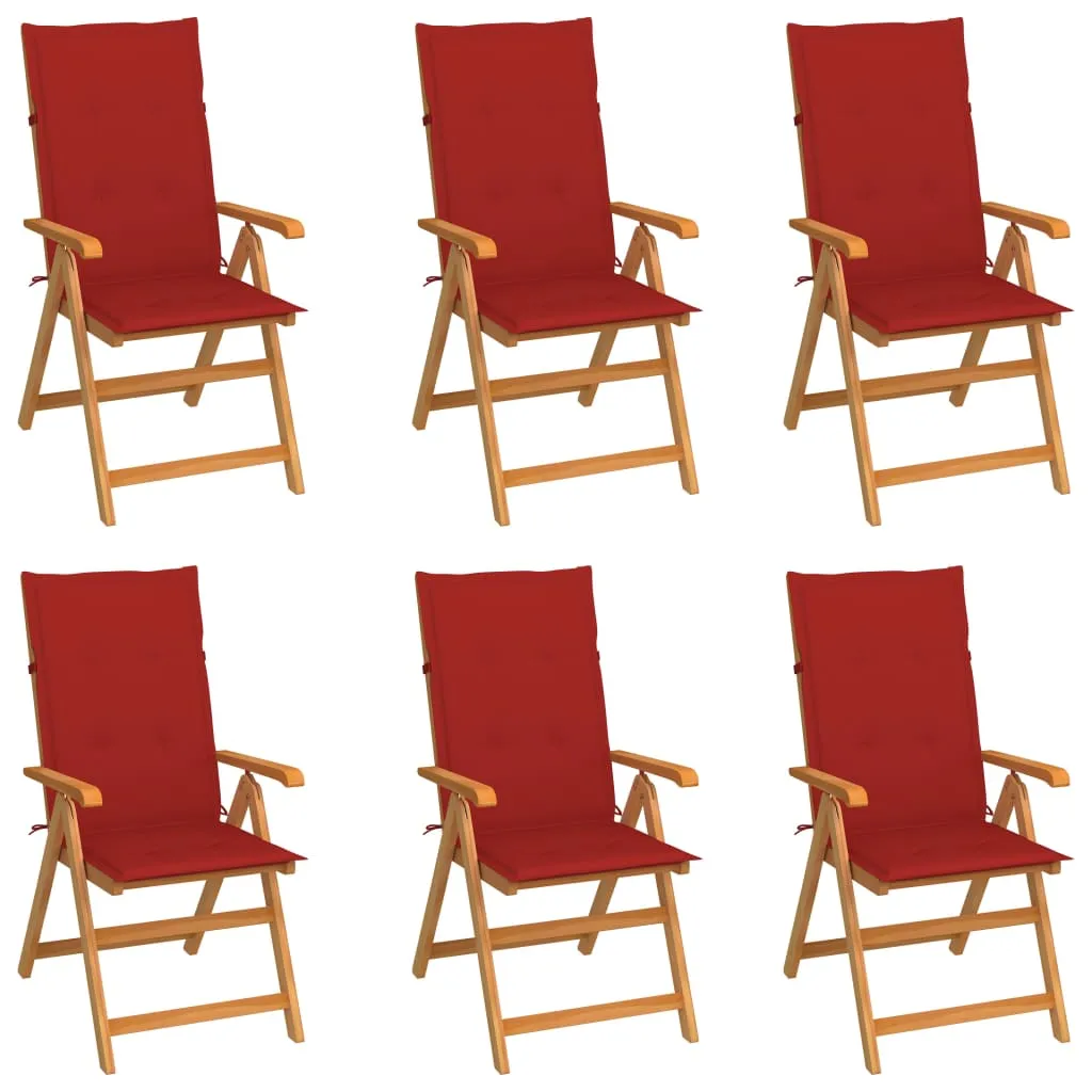 1/2/4/8x Solid Teak Wood Reclining Chairs with Cushions Multi Colors