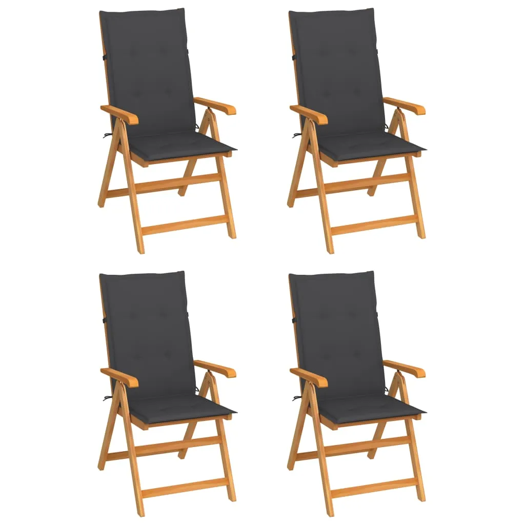 1/2/4/8x Solid Teak Wood Reclining Chairs with Cushions Multi Colors