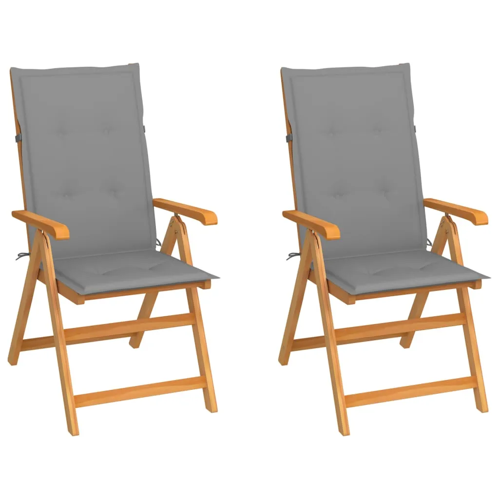 1/2/4/8x Solid Teak Wood Reclining Chairs with Cushions Multi Colors