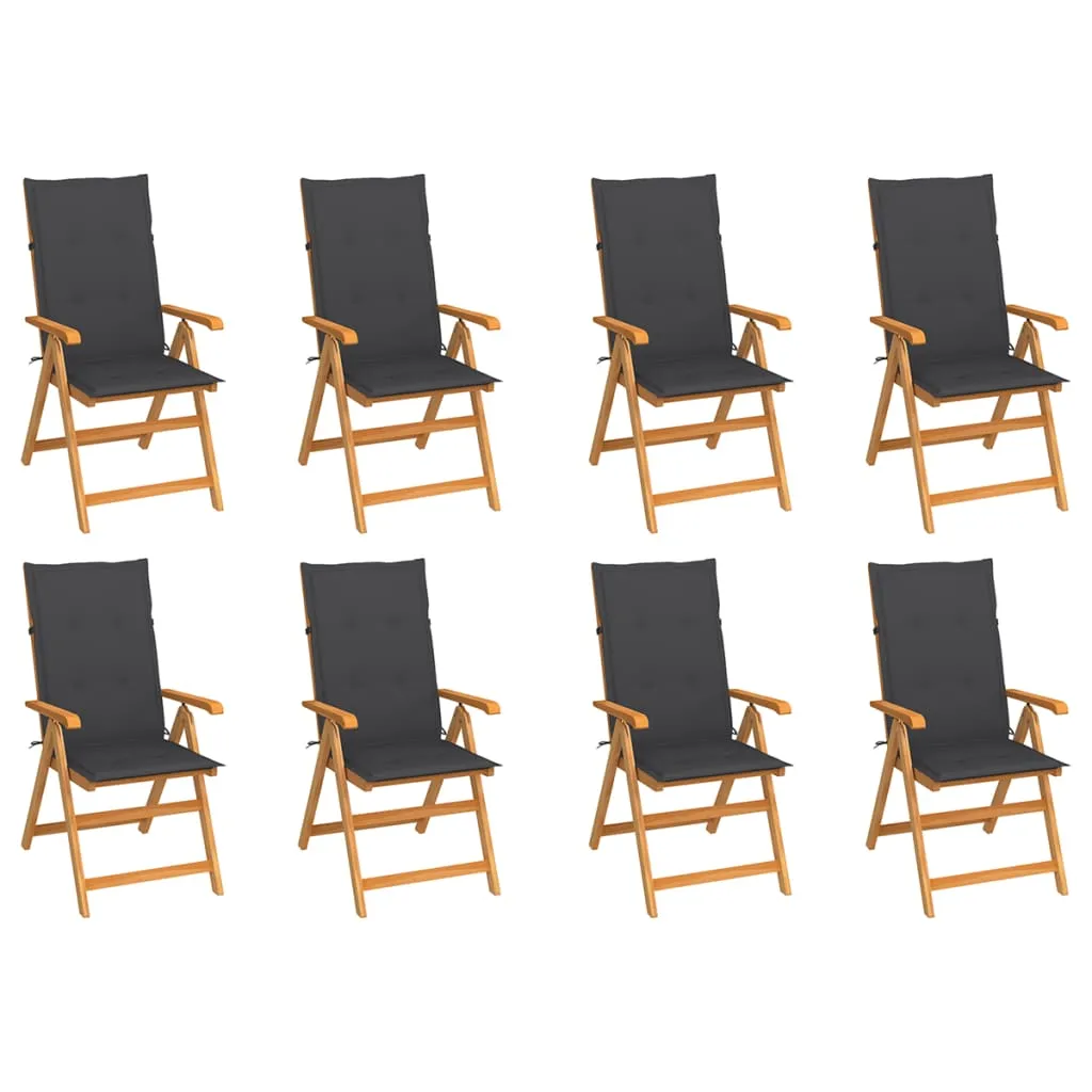 1/2/4/8x Solid Teak Wood Reclining Chairs with Cushions Multi Colors
