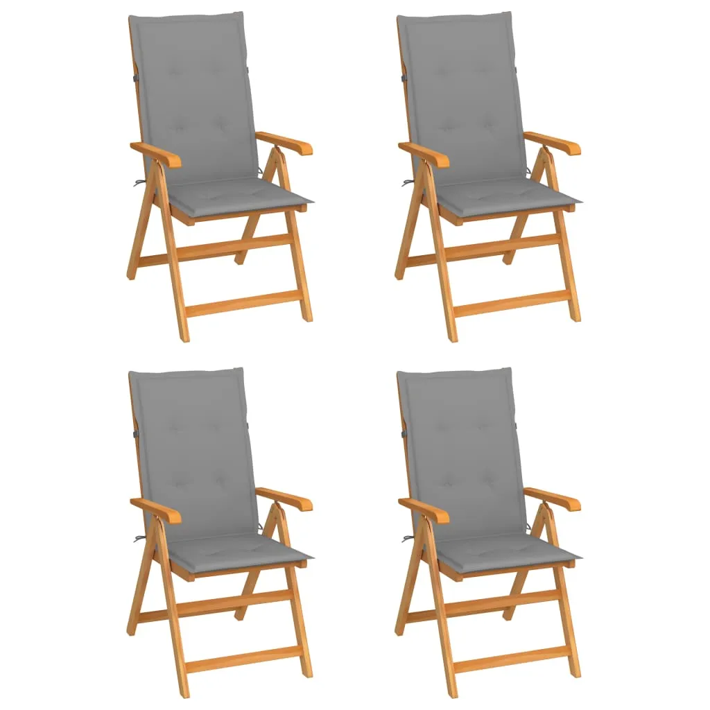1/2/4/8x Solid Teak Wood Reclining Chairs with Cushions Multi Colors