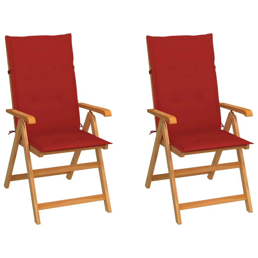 1/2/4/8x Solid Teak Wood Reclining Chairs with Cushions Multi Colors
