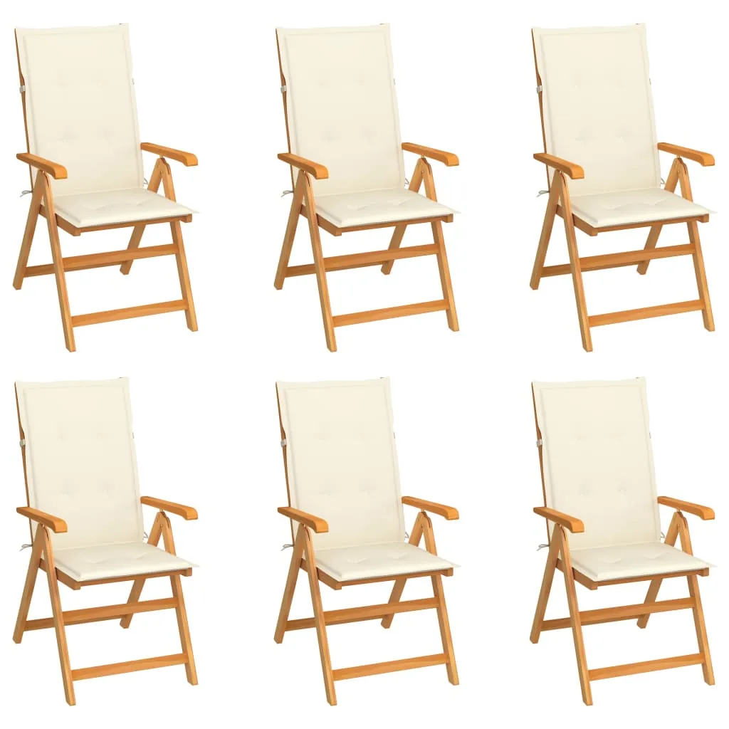 1/2/4/8x Solid Teak Wood Reclining Chairs with Cushions Multi Colors