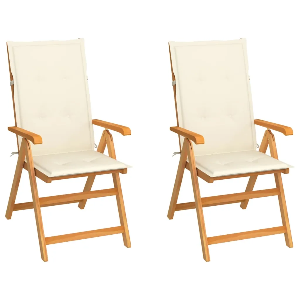 1/2/4/8x Solid Teak Wood Reclining Chairs with Cushions Multi Colors