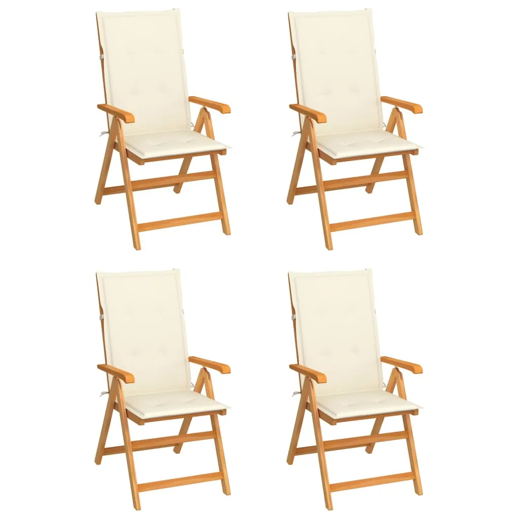 1/2/4/8x Solid Teak Wood Reclining Chairs with Cushions Multi Colors