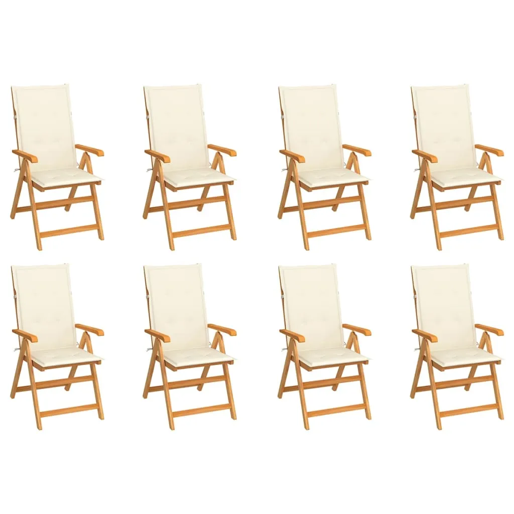 1/2/4/8x Solid Teak Wood Reclining Chairs with Cushions Multi Colors