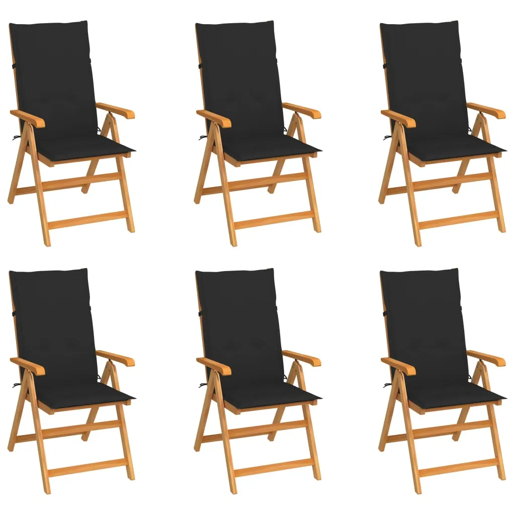 1/2/4/8x Solid Teak Wood Reclining Chairs with Cushions Multi Colors