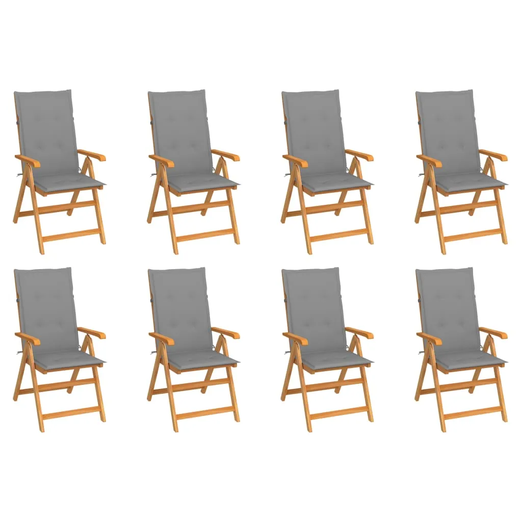 1/2/4/8x Solid Teak Wood Reclining Chairs with Cushions Multi Colors