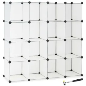 16 Plastic Cube Storage Organizer-White