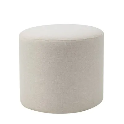 19" Round Pouf Ottoman Cream - WOVENBYRD