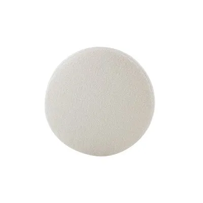 19" Round Pouf Ottoman White Faux Shearling - WOVENBYRD