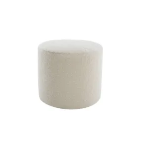 19" Round Pouf Ottoman White Faux Shearling - WOVENBYRD