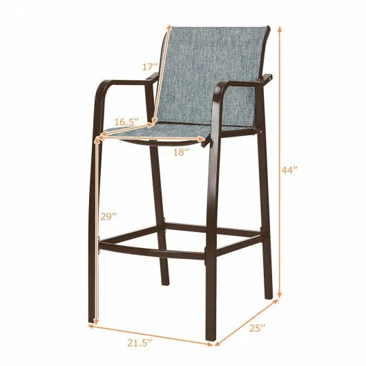 2 pcs Counter Height Stool Chair Steel Frame Dining Bar Chair-Gray