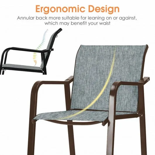 2 pcs Counter Height Stool Chair Steel Frame Dining Bar Chair-Gray