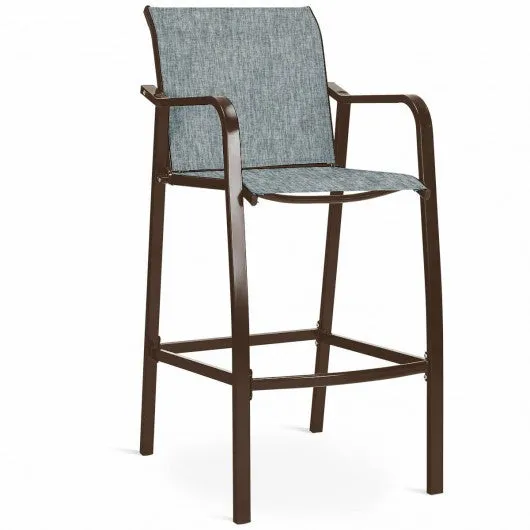 2 pcs Counter Height Stool Chair Steel Frame Dining Bar Chair-Gray