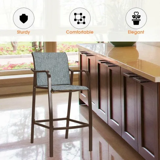 2 pcs Counter Height Stool Chair Steel Frame Dining Bar Chair-Gray
