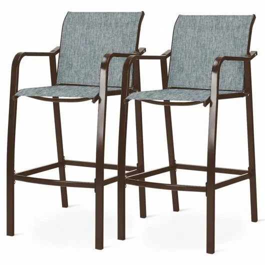 2 pcs Counter Height Stool Chair Steel Frame Dining Bar Chair-Gray