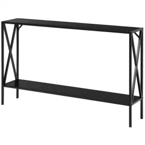 2 Tier Narrow Accent Side Entryway Metal Frame Console Table -Black
