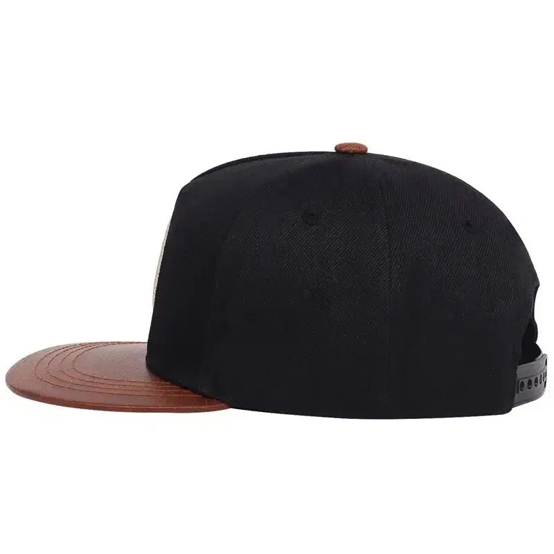 2024 New Fashionable Spliced Leather Edge But Labeled Men's Handsome Neutral Style Unique and Sunshade Baseball Hat
