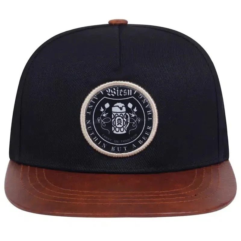 2024 New Fashionable Spliced Leather Edge But Labeled Men's Handsome Neutral Style Unique and Sunshade Baseball Hat