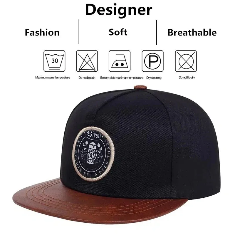 2024 New Fashionable Spliced Leather Edge But Labeled Men's Handsome Neutral Style Unique and Sunshade Baseball Hat