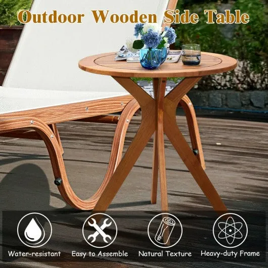 27" Outdoor Round Solid Wood Coffee Side Bistro Table