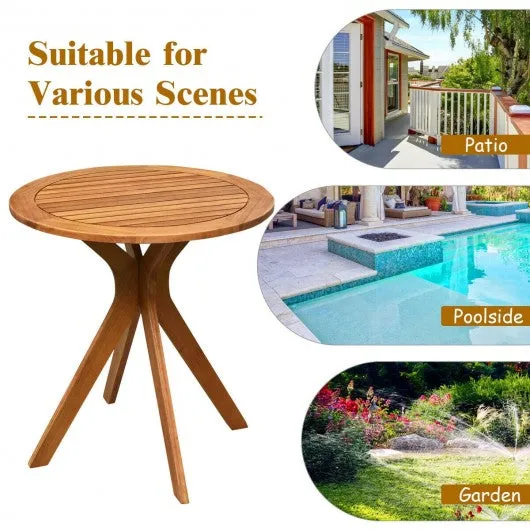 27" Outdoor Round Solid Wood Coffee Side Bistro Table