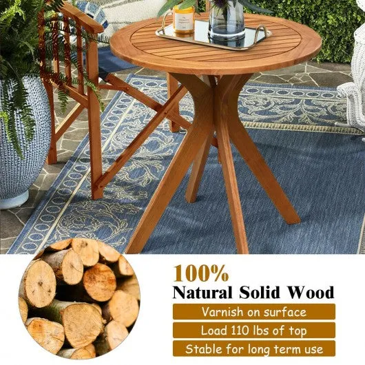 27" Outdoor Round Solid Wood Coffee Side Bistro Table