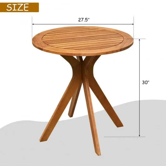 27" Outdoor Round Solid Wood Coffee Side Bistro Table