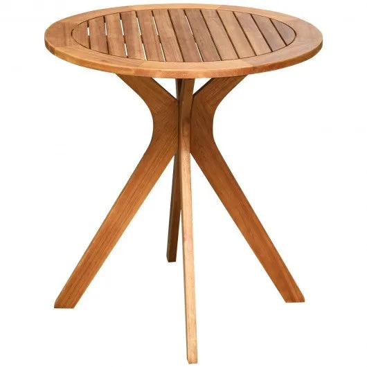 27" Outdoor Round Solid Wood Coffee Side Bistro Table
