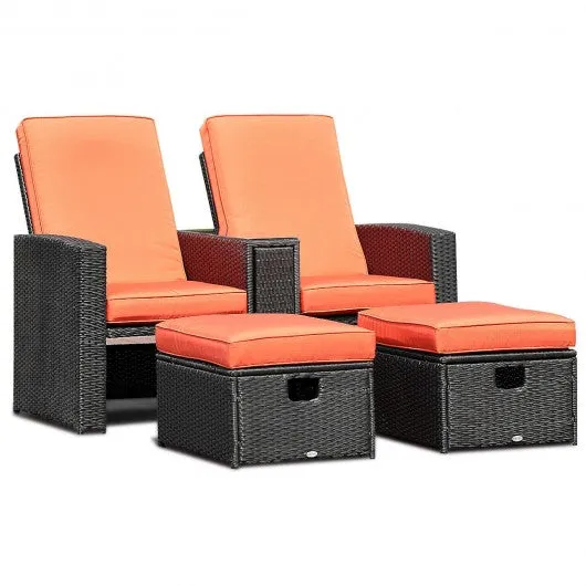 3 pcs Patio Furniture Reclining Recliner Set