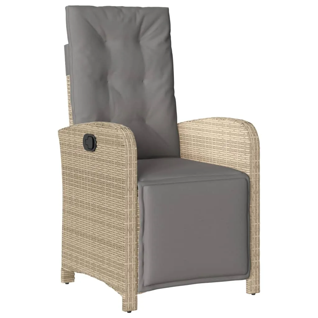 3 Piece Bistro Set with Cushions Beige Poly Rattan