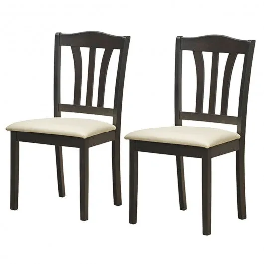 3 Pieces Dining Set Square Table with 2 Padded Wooden Chairs