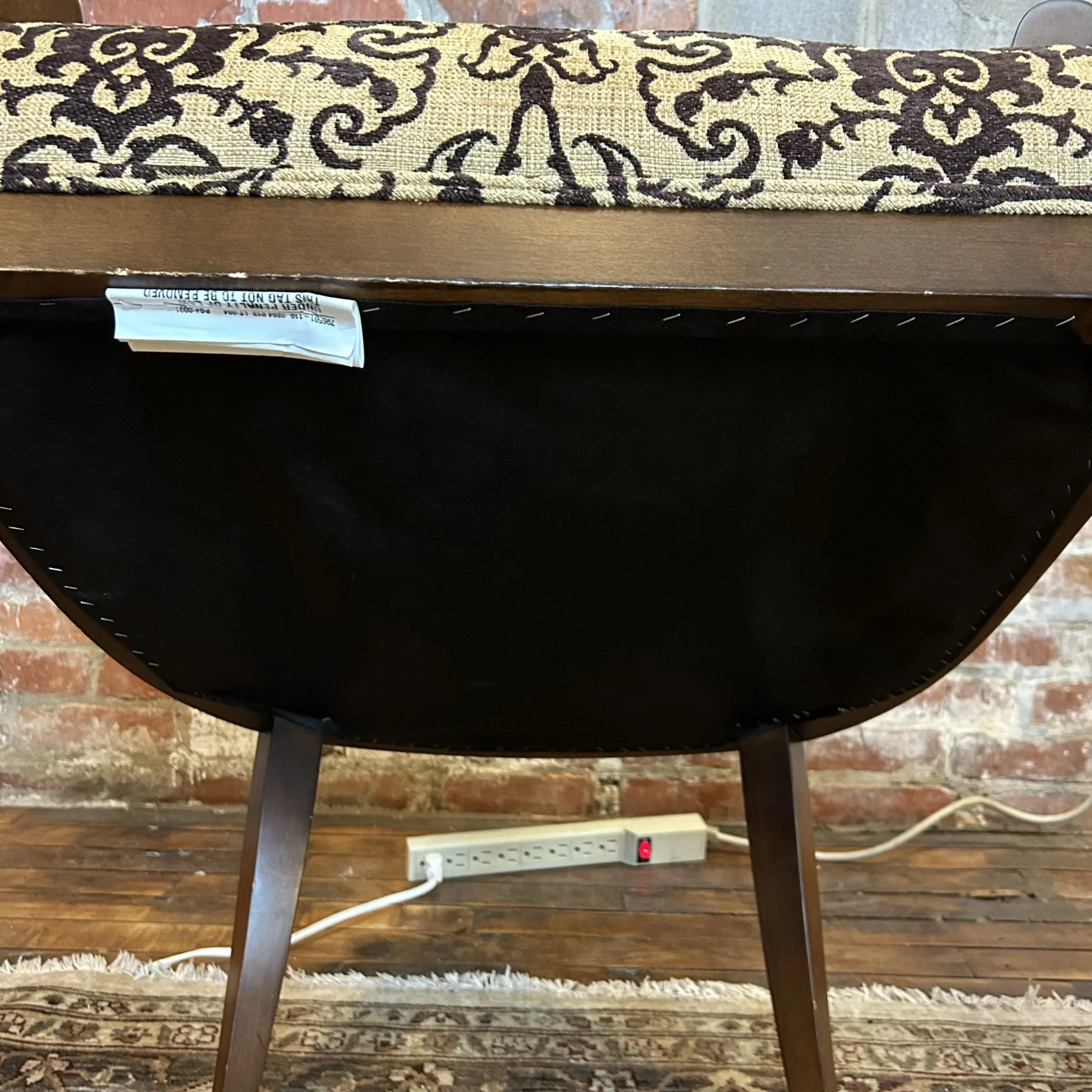 Accent Arm Chair, Oval Back, Brown Shaved Ornate Velvet Beige Weave Upholstery
