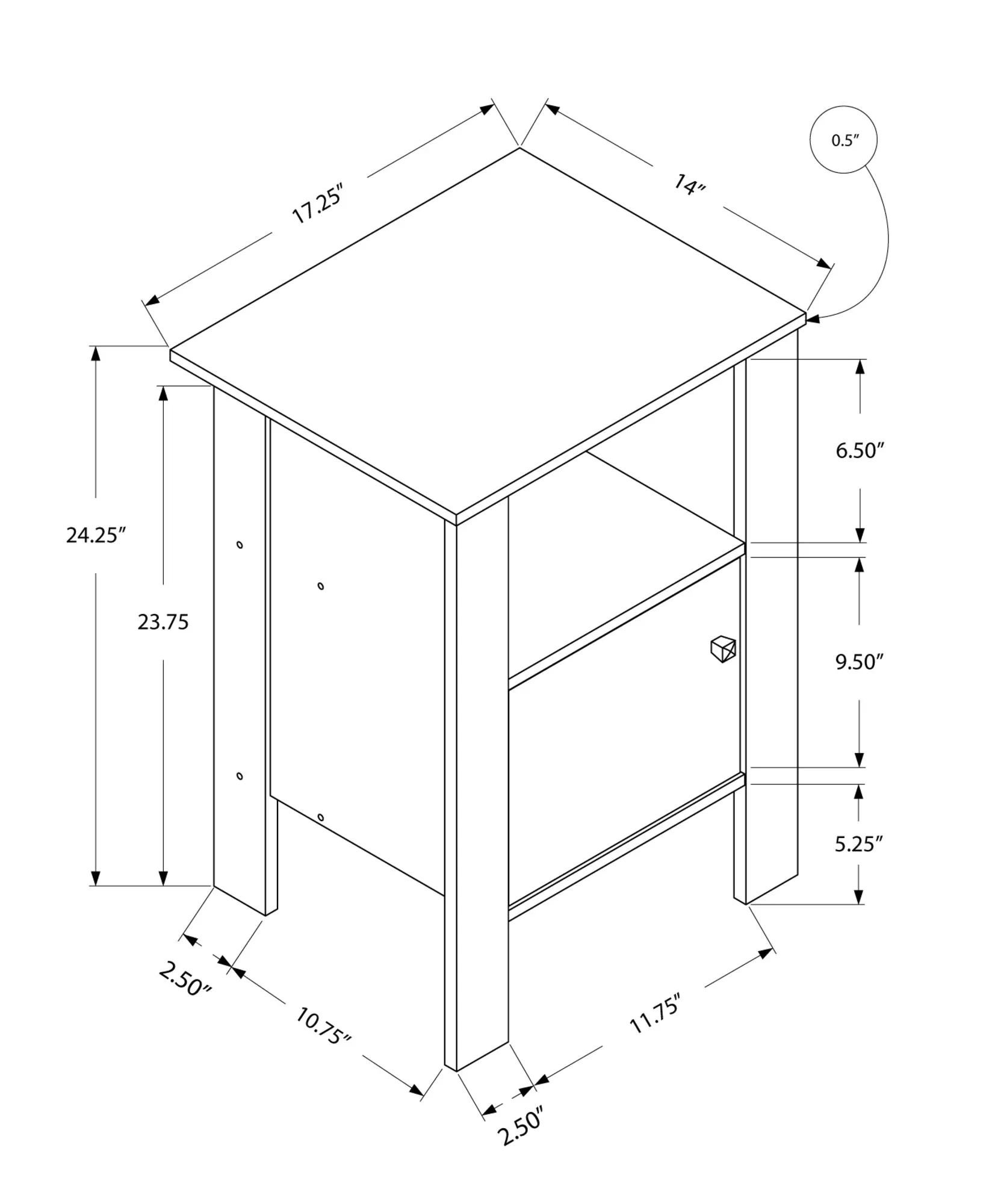 Accent Table - Cappuccino Night Stand With Storage