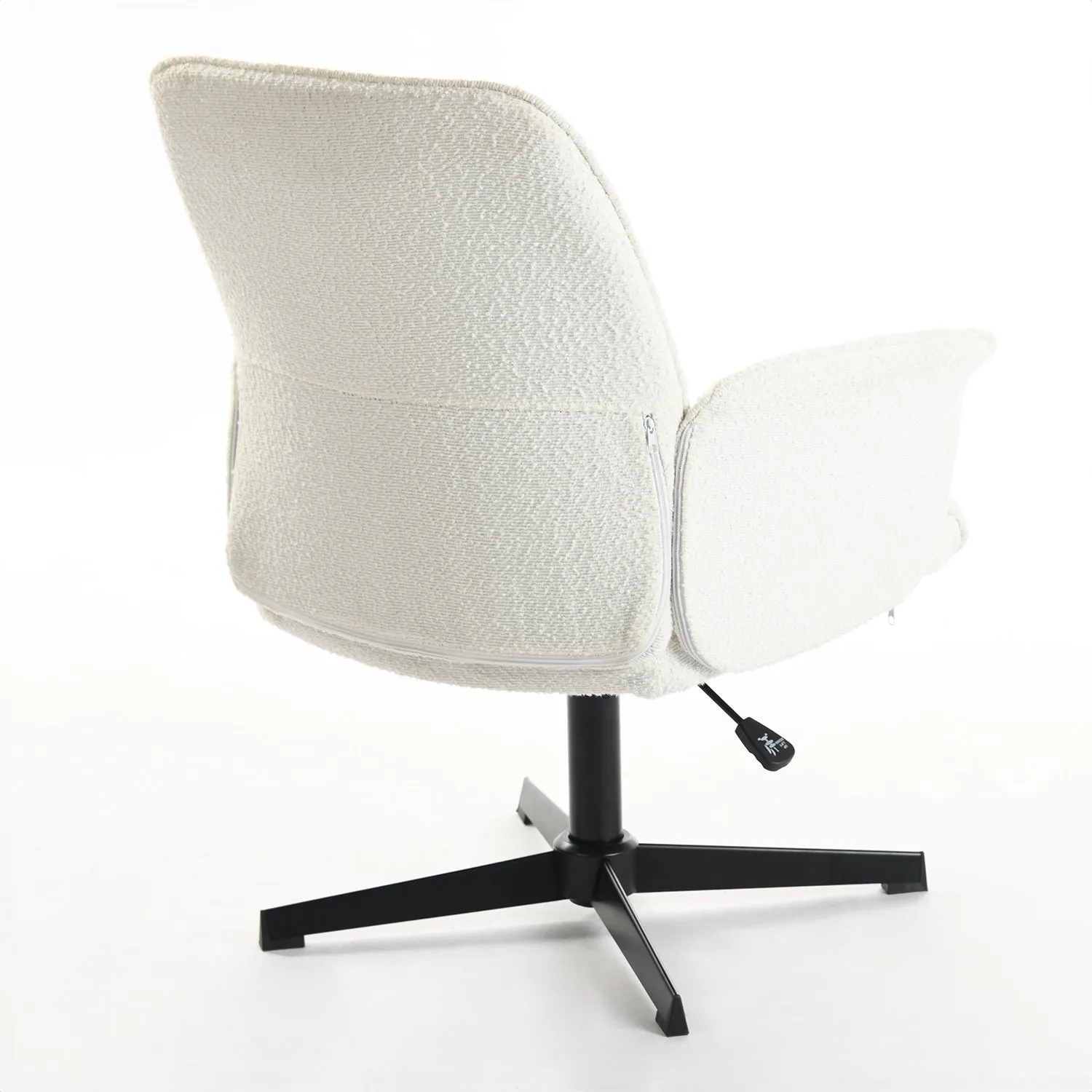 Adjustable Height Swivel Office Chair with Arms in Beige - Homy Casa