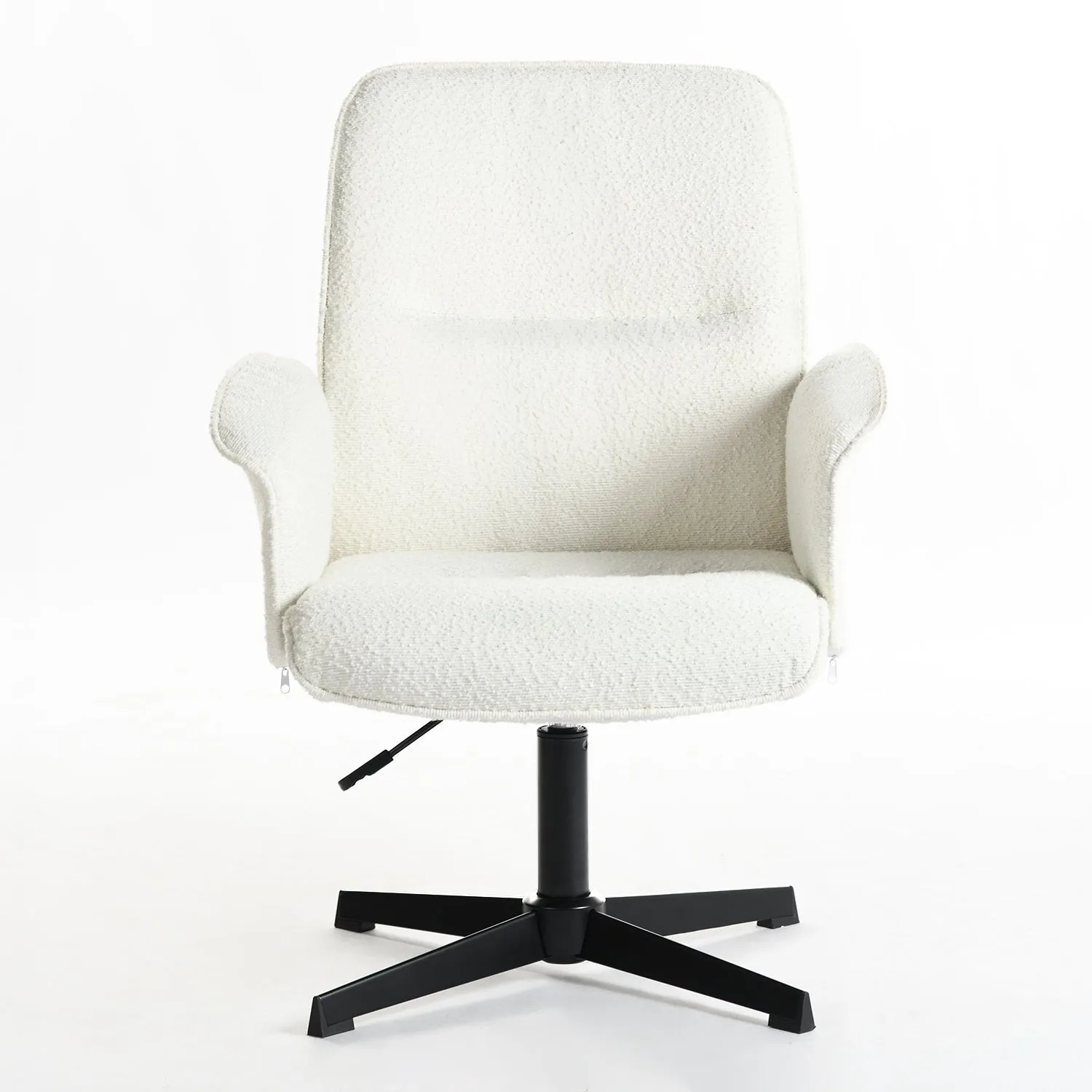 Adjustable Height Swivel Office Chair with Arms in Beige - Homy Casa