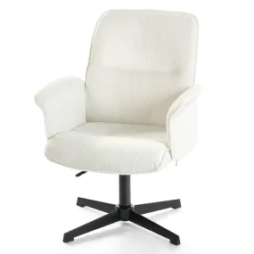 Adjustable Height Swivel Office Chair with Arms in Beige - Homy Casa