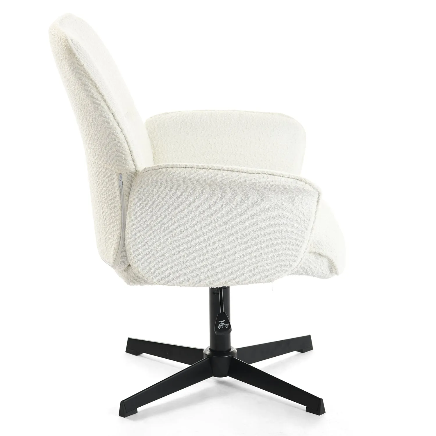 Adjustable Height Swivel Office Chair with Arms in Beige - Homy Casa