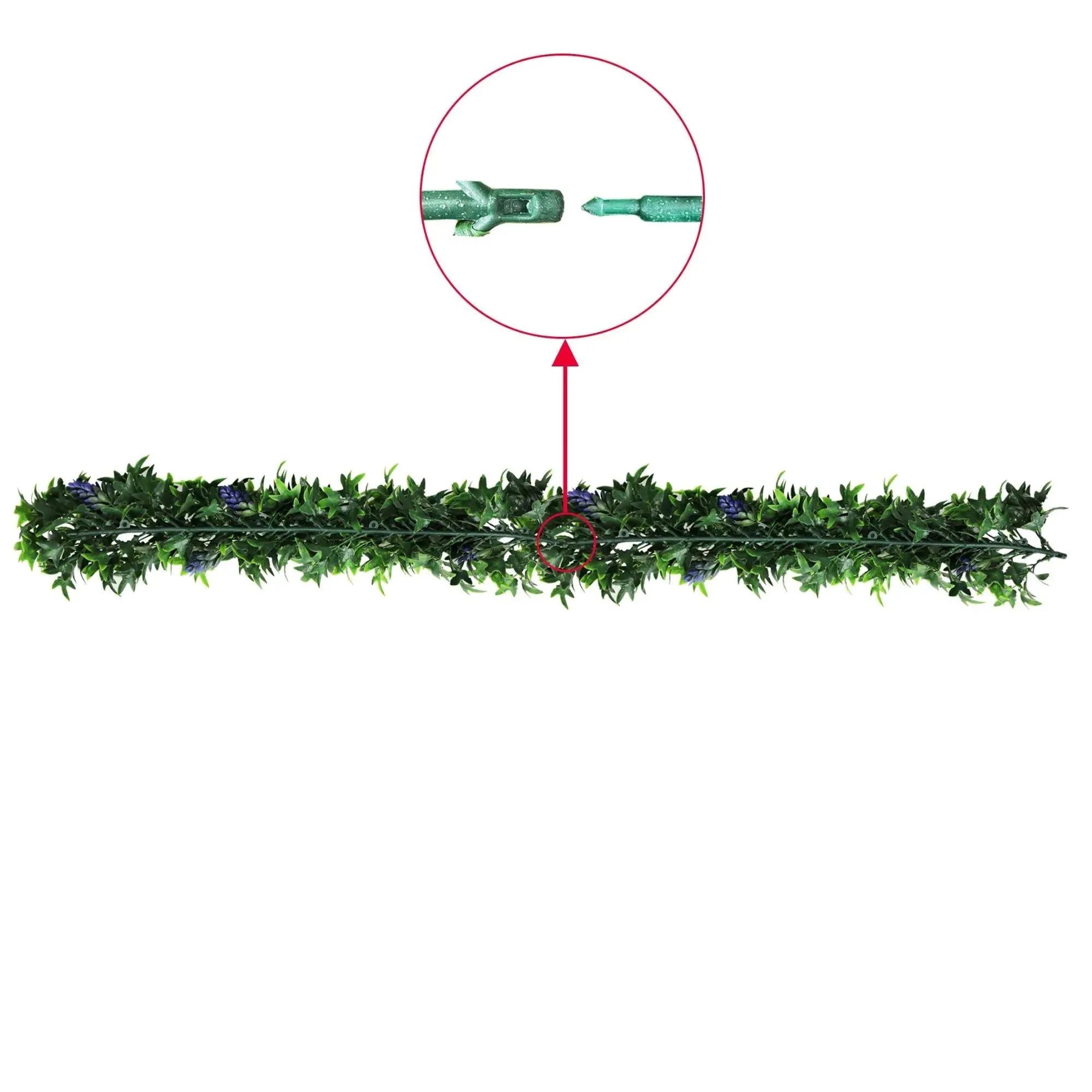 Artificial Extendable Hanging Bright Green Ivy Bush With Purple Flowers 55cm UV Resistant