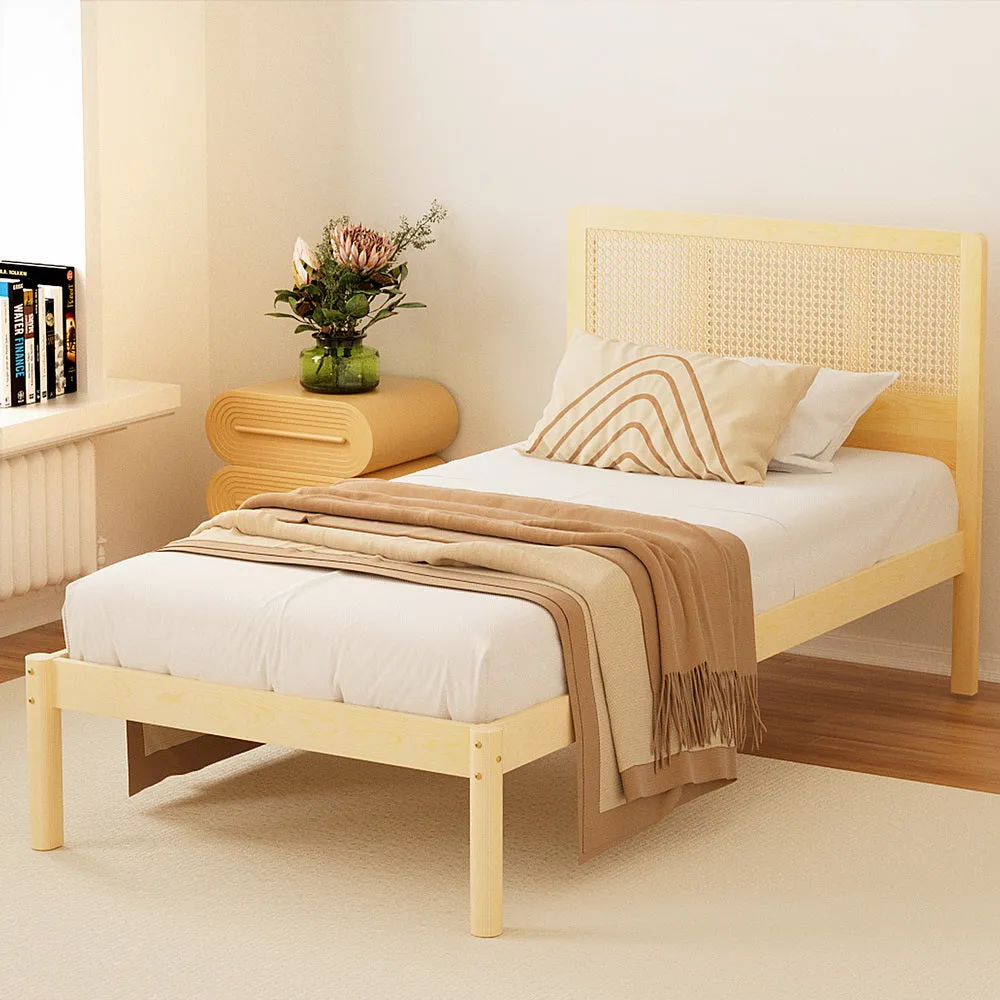 Artiss Bed Frame Single Size Rattan Wooden RITA