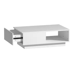 Artiss Coffee Table LED Lights High Gloss Storage Drawer Modern Furniture White