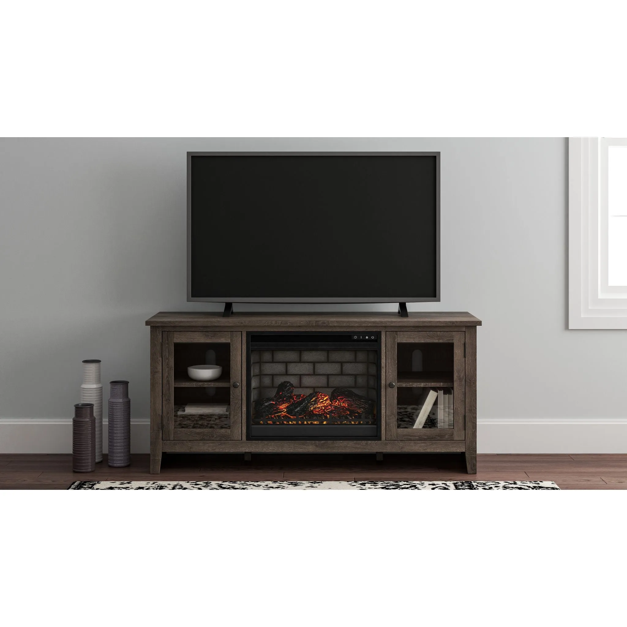 Auburn Ridge Credenza With Fireplace - Gray