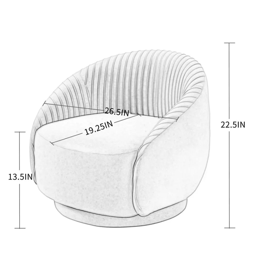Barrel Arm Chair Embossing Fleece Upholstered Accent Sofa Chair