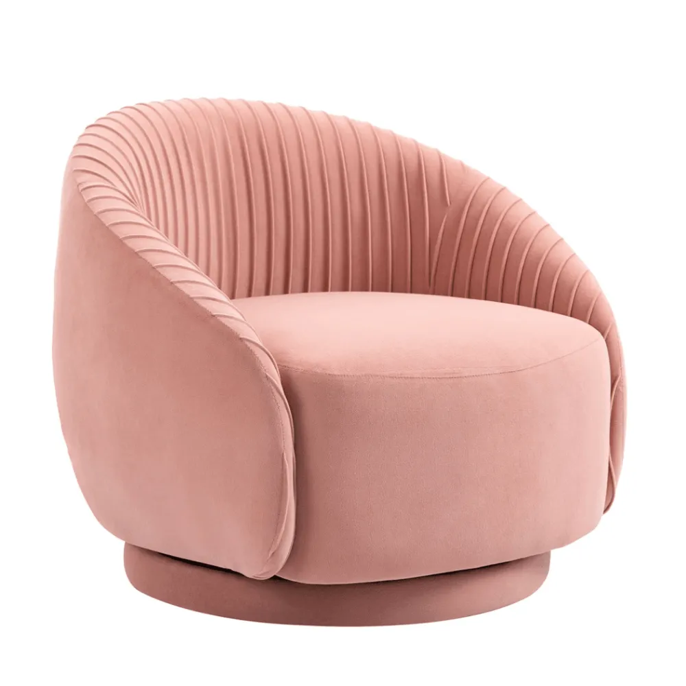 Barrel Arm Chair Embossing Fleece Upholstered Accent Sofa Chair